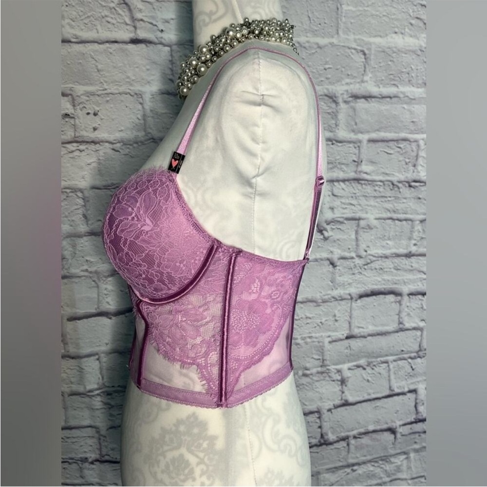 Victoria’s Secret rose embroidered push up bra top new size 32 D purple - Picture 5 of 12